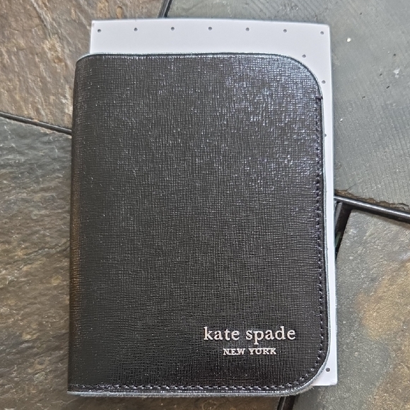 kate spade Accessories - kate spade Black & Multi-color Glitter Leather Logo Passport Wallet